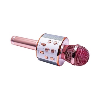 Microfon Karaoke cu baterii si difuzor, Roz, 3 ani +