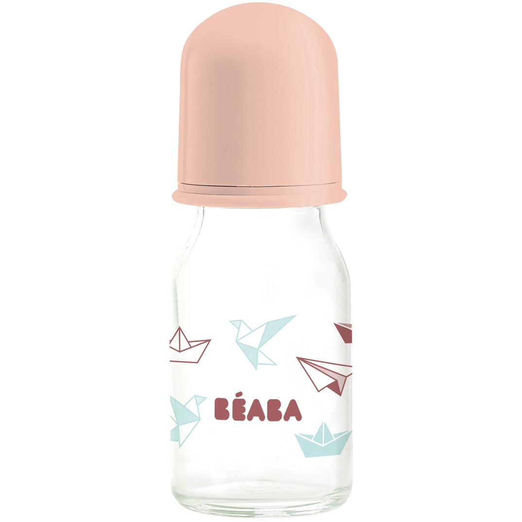 Biberon de sticla Beaba Origami, 110 ml Roz