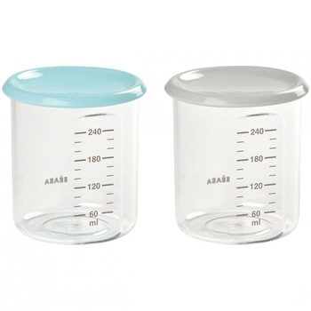 Set 2 recipiente ermetice din tritan Beaba, 240ml, Bleu/Gri Set 2 recipiente ermetice din tritan Beaba, 240ml, Bleu/Gri