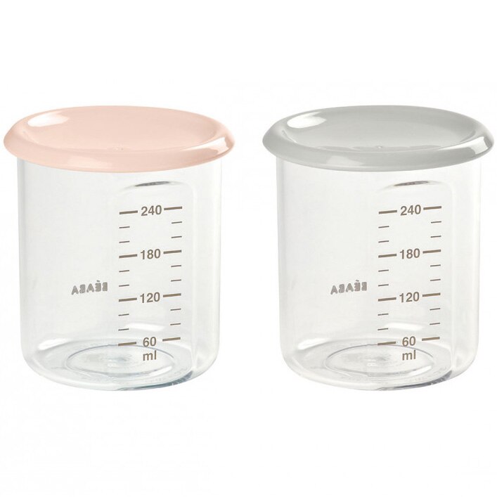 Set 2 recipiente ermetice din tritan Beaba, 240ml, Roz/Gri