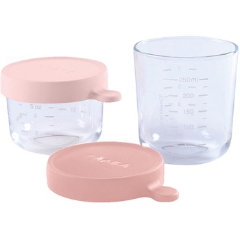 Set 2 recipiente sticla Beaba, 150/250ml, Roz Set 2 recipiente sticla Beaba, 150/250ml, Roz