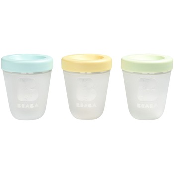Set 3 recipiente silicon Beaba Spring, 200ml, Verde/Galben Set 3 recipiente silicon Beaba Spring, 200ml, Verde/Galben