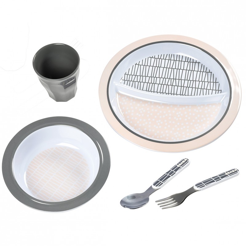 Set masa cadou bebe Beaba Nude, Crem/Gri