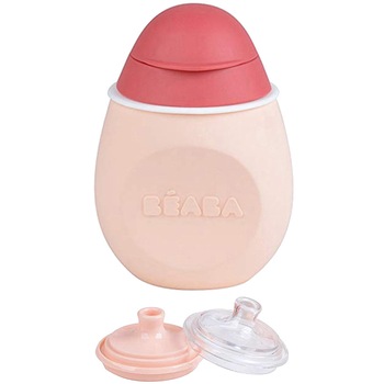 Recipient Beaba BabySqueez 2 in 1, 180ml, Roz Recipient Beaba BabySqueez 2 in 1, 180ml, Roz