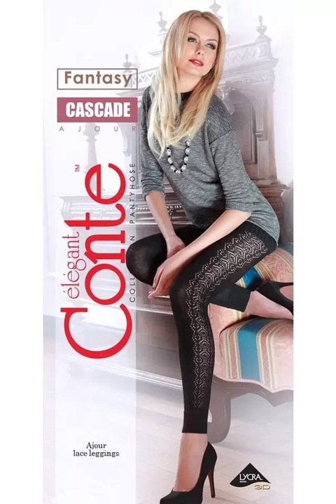 Colanti grosi din bumbac cu ajour CASCADE, Conte Elegant, Alb