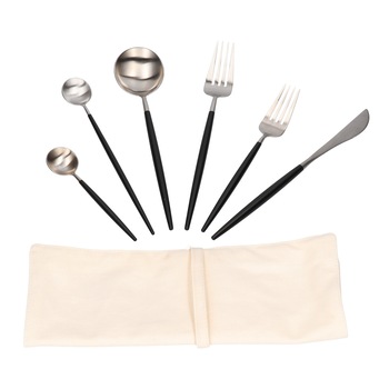 Set de tacamuri portugheze 6 piese negru-argintiu mat, 13,1-22,5 cm Set de tacamuri portugheze 6 piese negru-argintiu mat, 13,1-22,5 cm