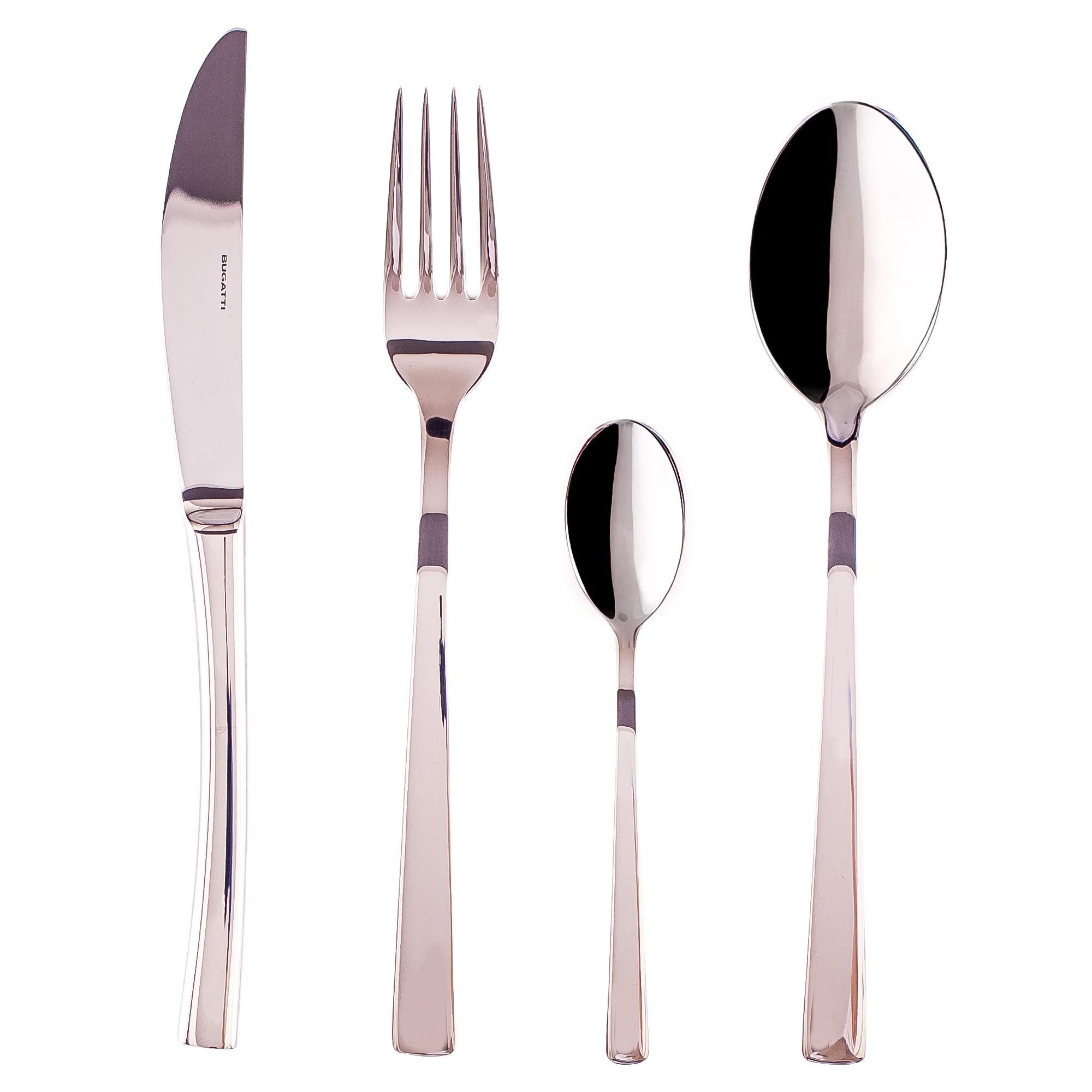 Set 24 tacamuri Casa Bugatti, Tendence, 24 piese, design modern, elegant, pentru 6 persoane, material premium, cutie de lux de prezentare, finisaj oglinda, inox