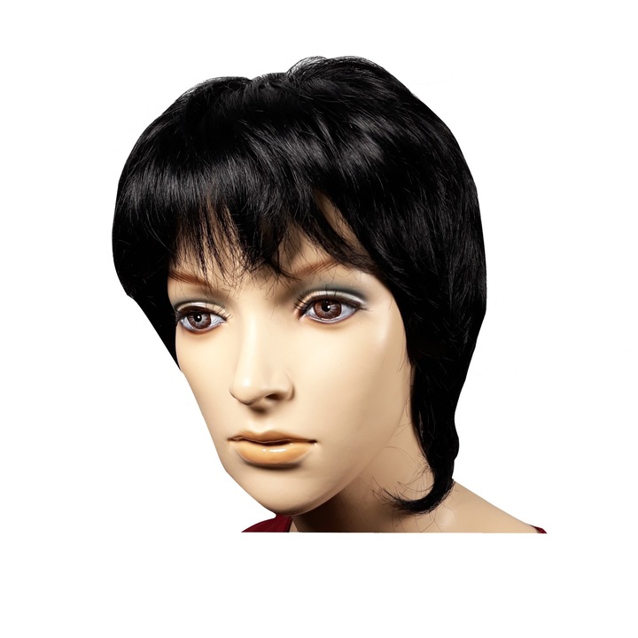 Peruca dama, fibra sintetica, cu aspect natural, negru intens