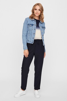 Vero Moda, Jacheta din denim cu buzunare cu clapa, Albastru Vero Moda, Jacheta din denim cu buzunare cu clapa, Albastru
