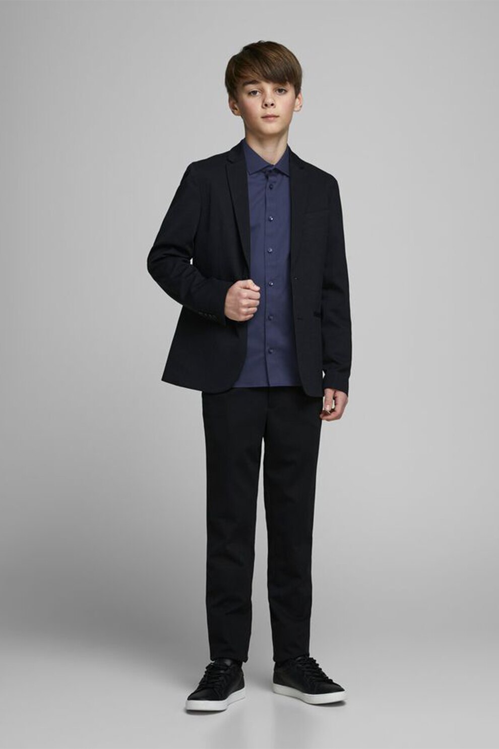 Jack&Jones, Camasa din amestec de bumbac, Bleumarin inchis