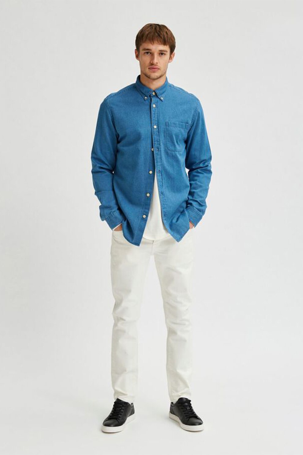 Selected Homme, Camasa regular fit de bumbac organic, Albastru