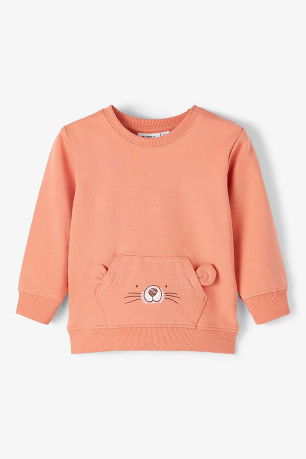 NAME IT, Bluza sport din amestec de bumbac organic cu buzunar kangaroo, Oranj, 56 CM