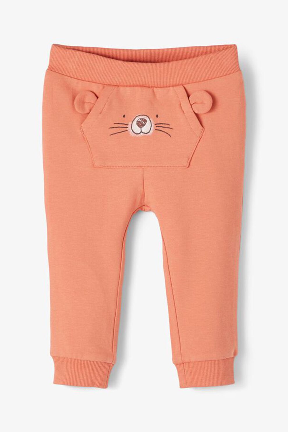 NAME IT, Pantaloni din amestec de bumbac organic cu buzunar kangaroo, Oranj, 68 CM