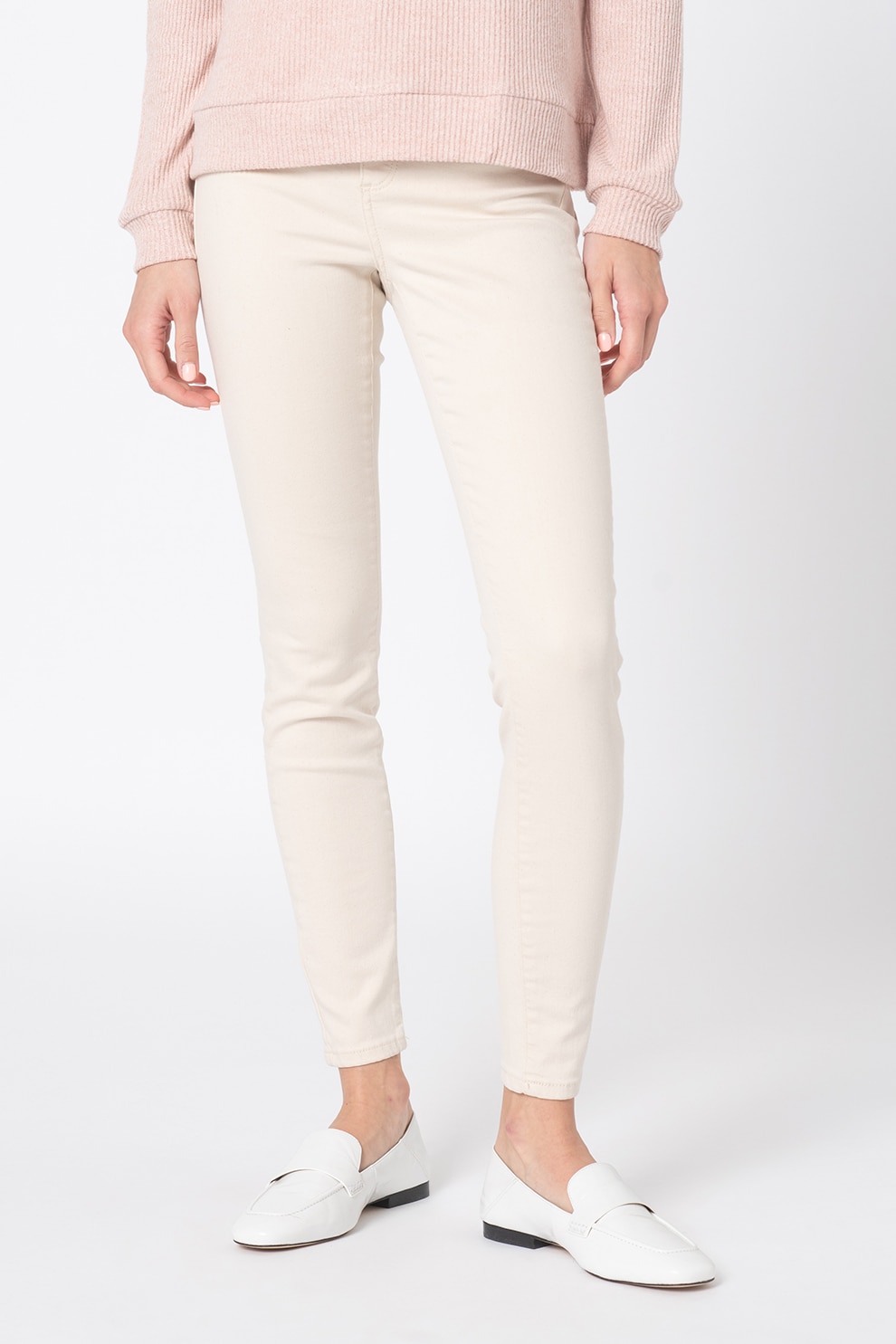 Vero Moda, Blugi skinny cu talie inalta Sophia, Crem