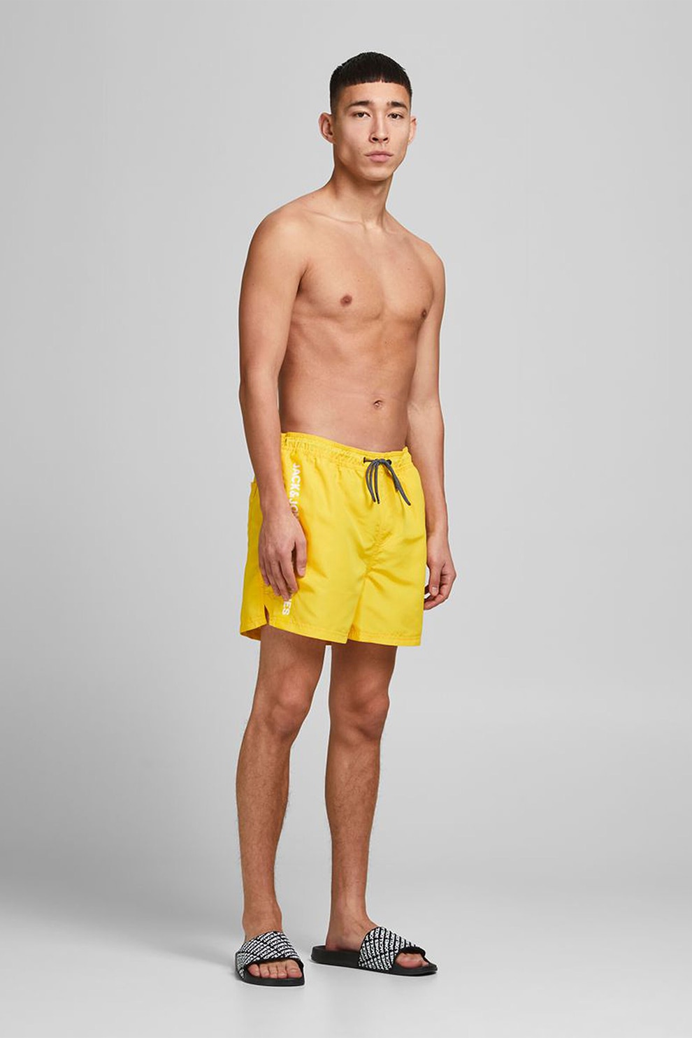 Jack&Jones, Pantaloni scurti de baie cu logo, Galben, S
