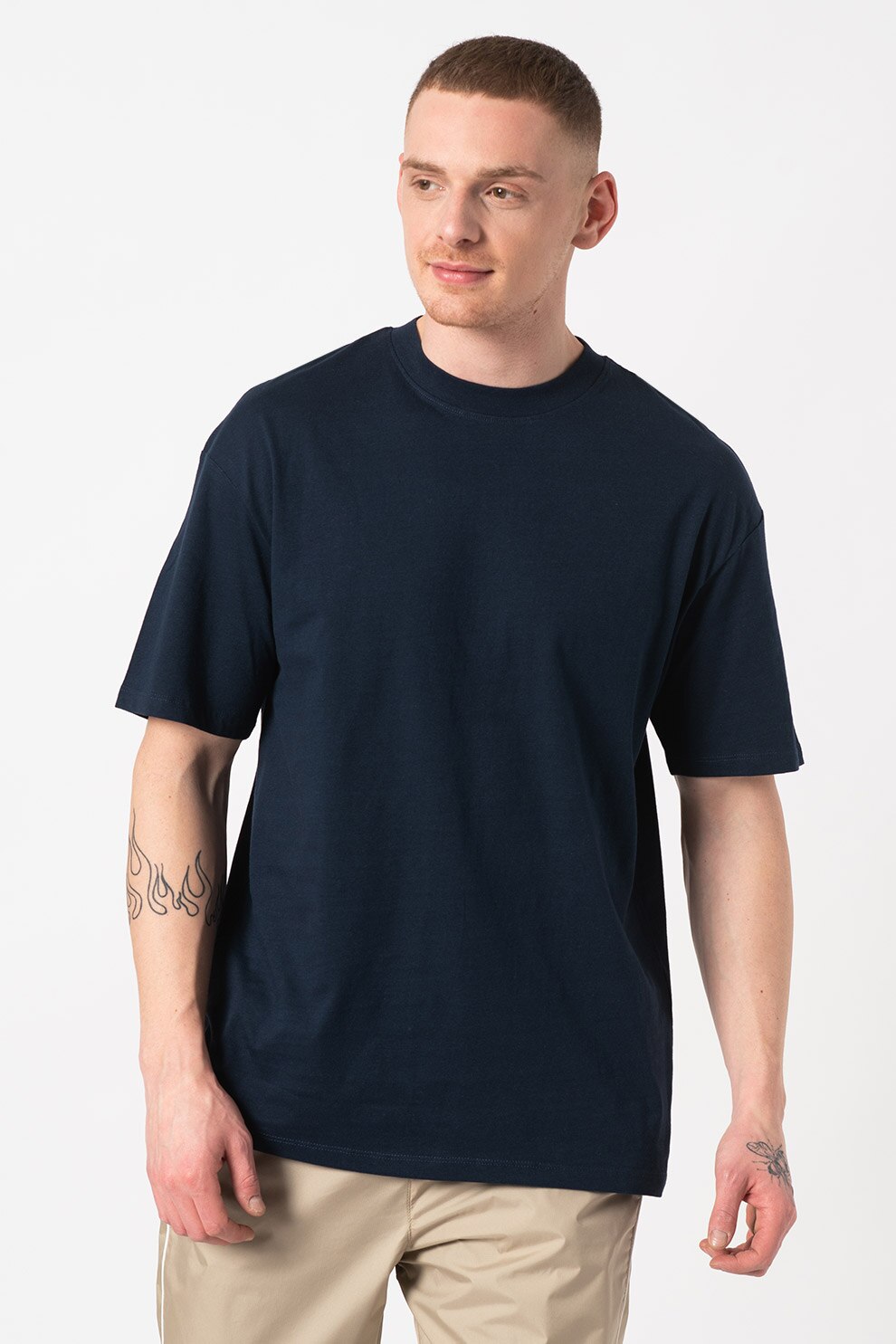 Jack&Jones, Tricou lejer de bumbac Brink, Bleumarin