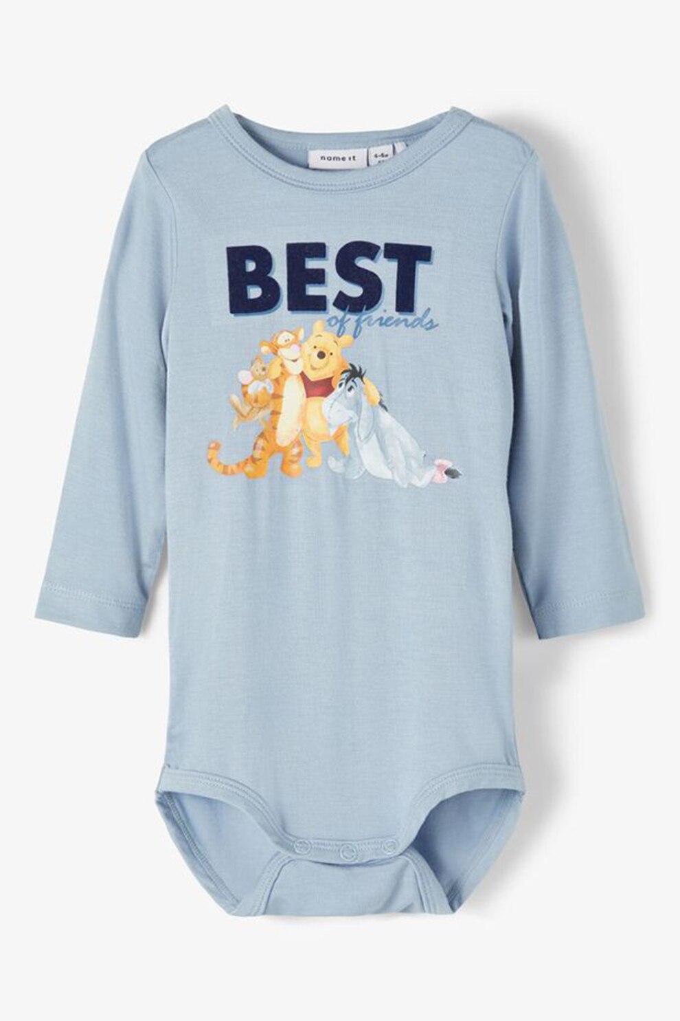 NAME IT, Body cu imprimeu Winnie the Pooh, Albastru prafuit/Oranj, 68 CM