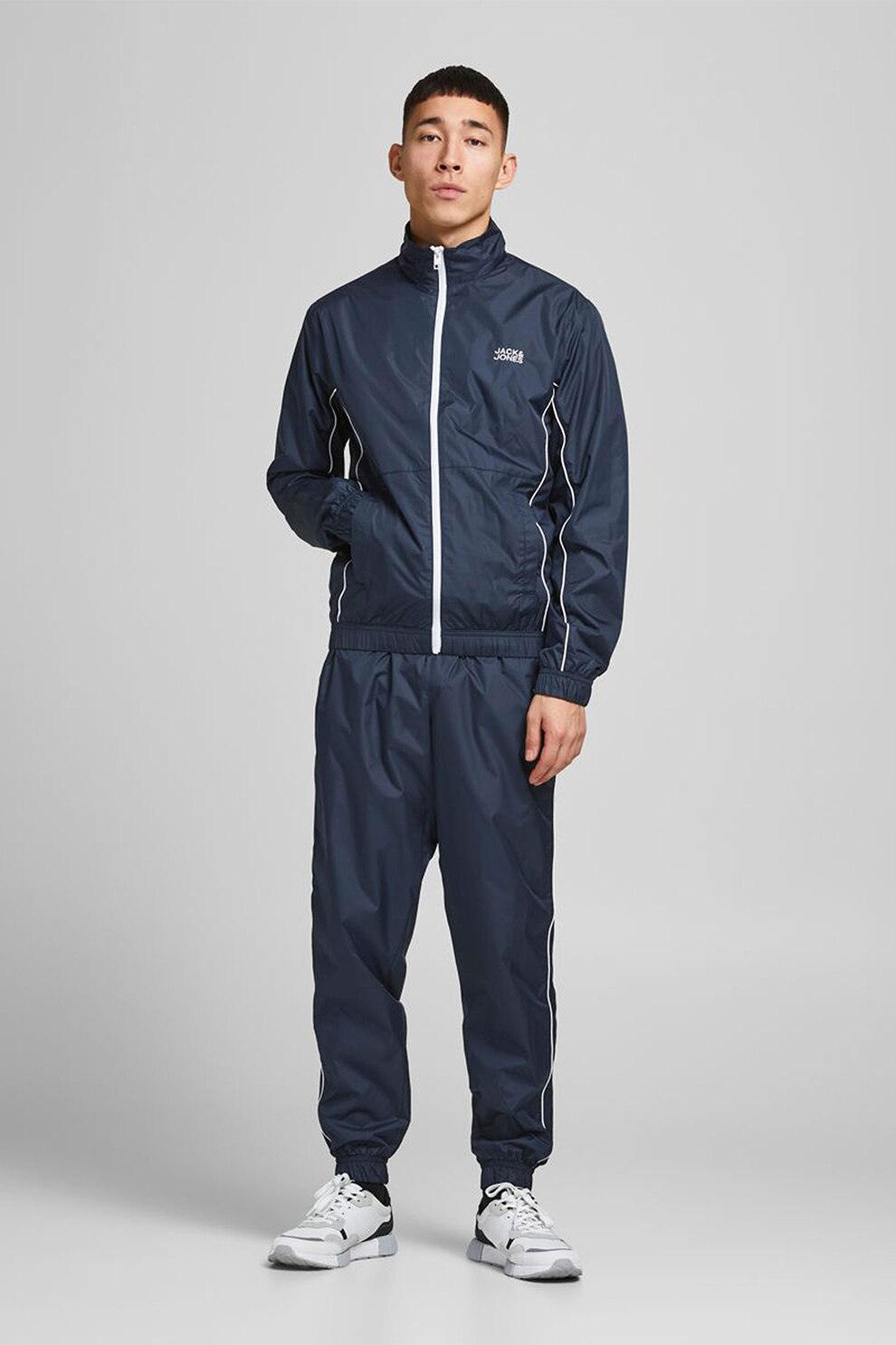 Jack&Jones, Jacheta sport cu detalii contrastante, Bleumarin inchis, S