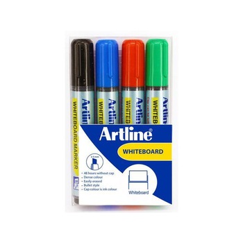 Marker pentru tabla de scris ARTLINE 519 - Dry safe ink, varf tesit 2.0-5.0mm, 4 culori/set Marker pentru tabla de scris ARTLINE 519 - Dry safe ink, varf tesit 2.0-5.0mm, 4 culori/set