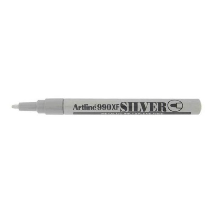 Marker Cu Vopsea Artline 990xf, Corp Metalic, Varf Rotund 1.2mm - Argintiu