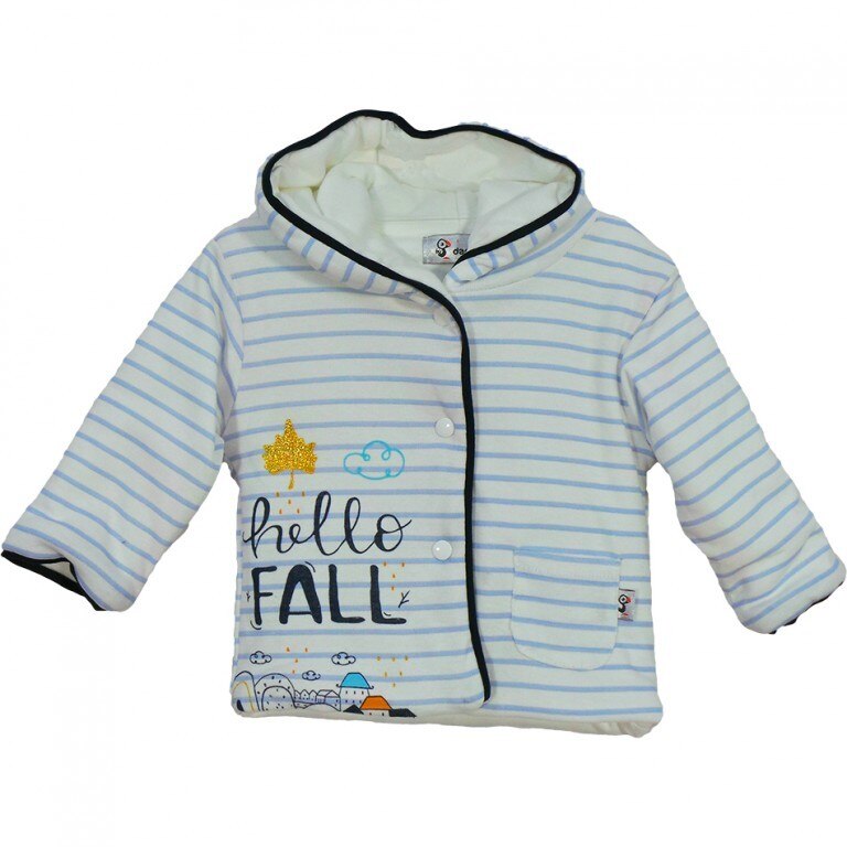 Jacheta din bumbac, captusita, HELLO FALL, Alb 62cm, 3luni