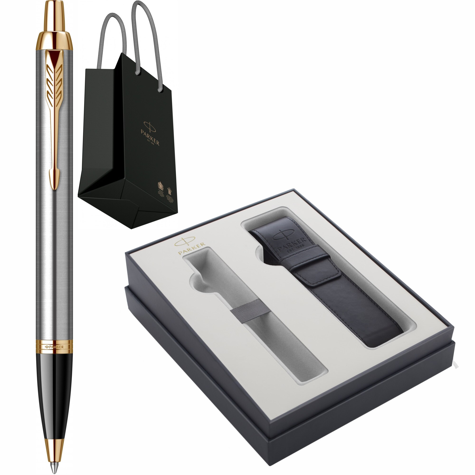 Pix Parker IM Royal Brushed Metal GT Personalizat prin Gravura Laser in Cutie cu Etui Parker Focus Collection in Punga Parker