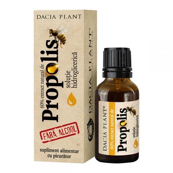 Tinctura Propolis fara Alcool, Dacia Plant, Supliment Alimentar Antiseptic, Antibacterian si Cicatrizant, 20 ml Tinctura Propolis fara Alcool, Dacia Plant, Supliment Alimentar Antiseptic, Antibacterian si Cicatrizant, 20 ml