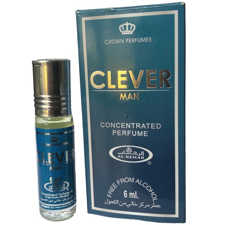 Парфюм Al Rehab Clever Men, мъжки, флорален, дървесен аромат, 6 мл
