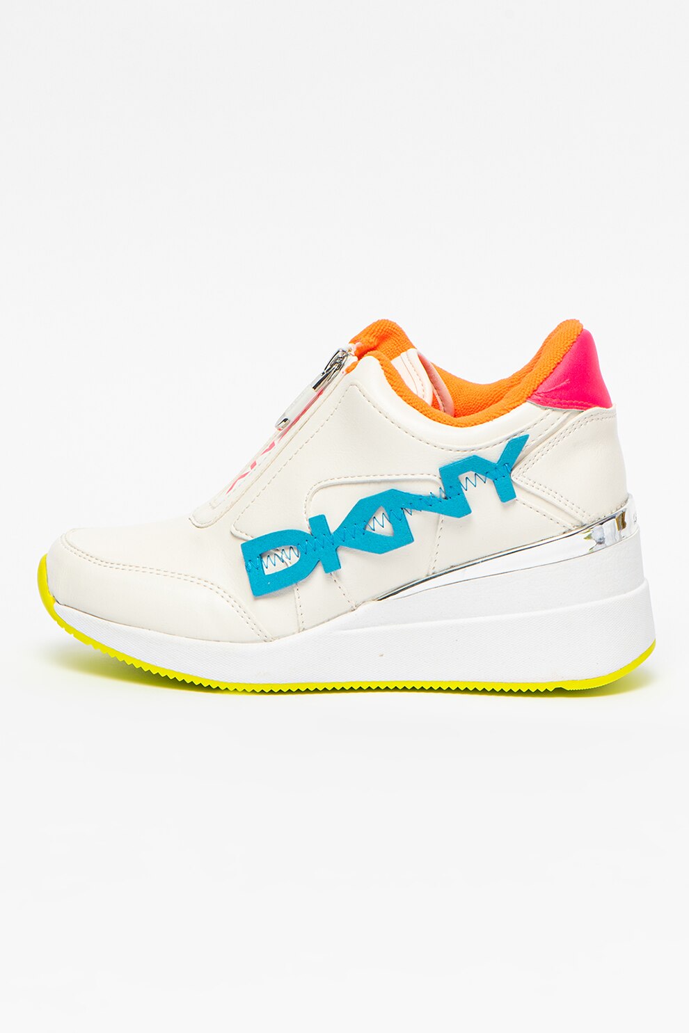 DKNY, Pantofi sport wedge cu insertii de piele Parlan