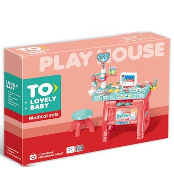 Set de joaca Trusa medicala pentru copii completa, Scaunel inclus, 77cm inaltime, 22 piese, multicolor Set de joaca Trusa medicala pentru copii completa, Scaunel inclus, 77cm inaltime, 22 piese, multicolor