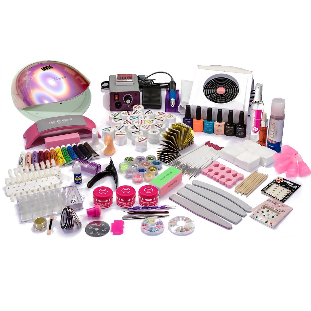 Kit unghii HQ constructie si oje semi 487 piese RAINBOW 60W Color Line