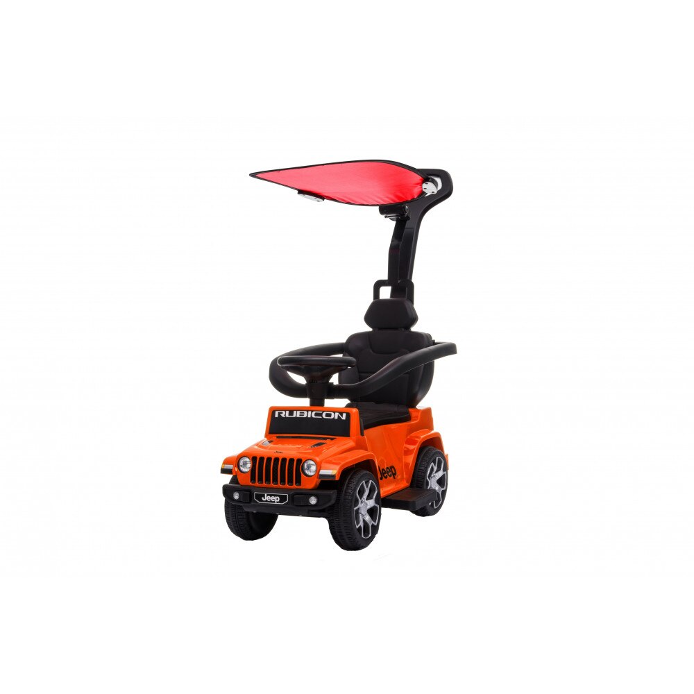 Masinuta fara pedale cu maner parental Jeep Wrangler Orange