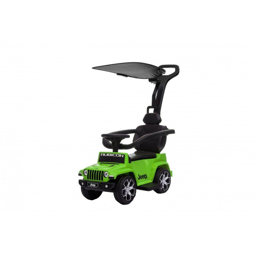 Masinuta electrica cu maner parental si roti EVA Jeep Wrangler Green