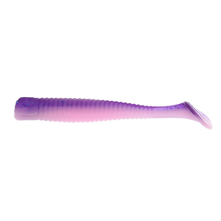 Set 8 buc Shad Hitfish Skimpy 6.3cm, Bubblegum Grape pentru pescuitul la biban, salau sau stiuca