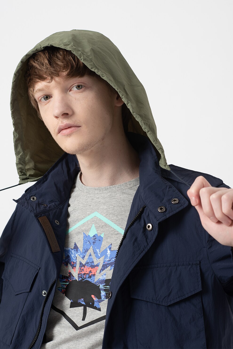 Lumberjack, Jacheta parka usoara scurta cu gluga Hanoi, Bleumarin
