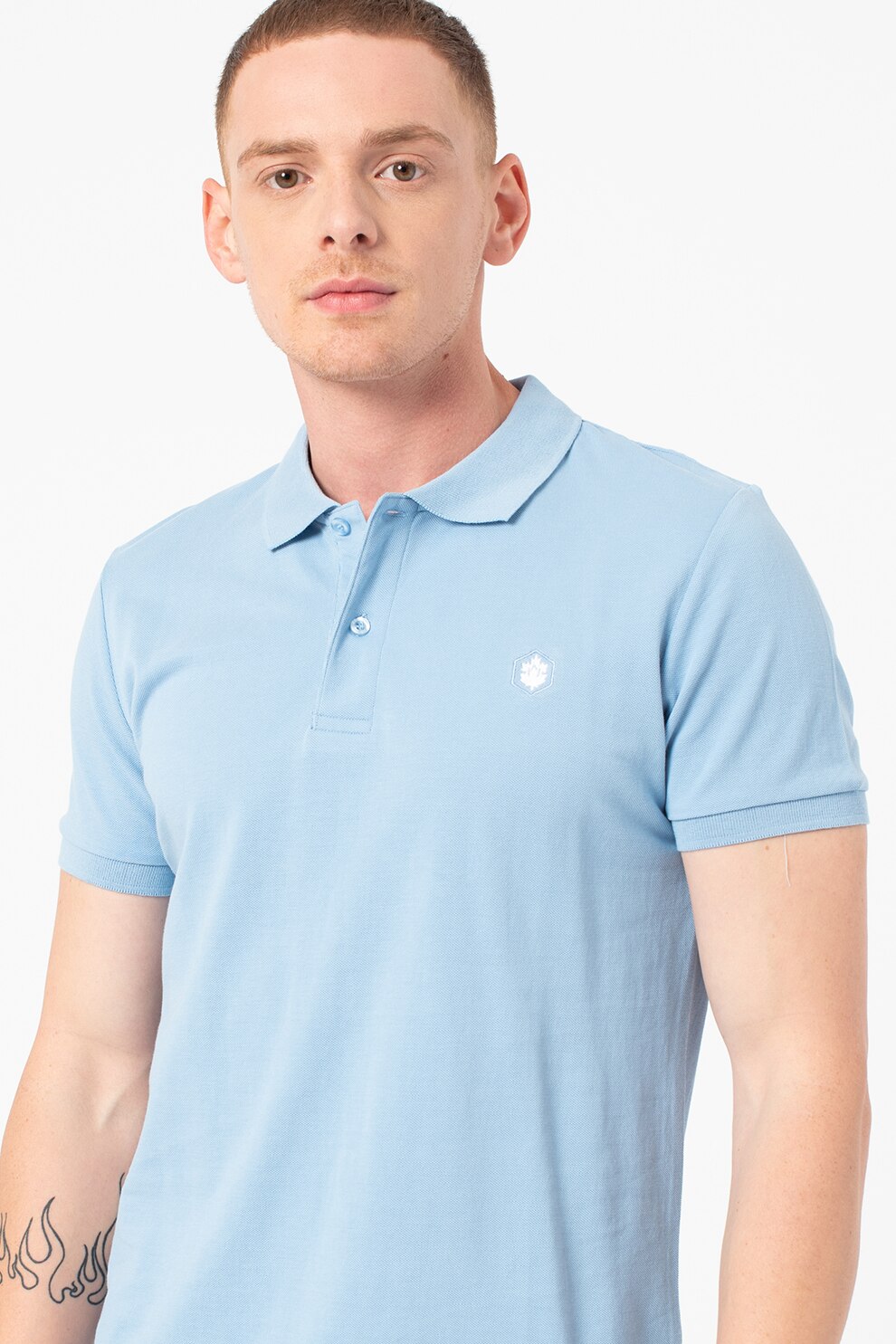 Lumberjack, Tricou polo din bumbac cu aspect pique, Albastru deschis