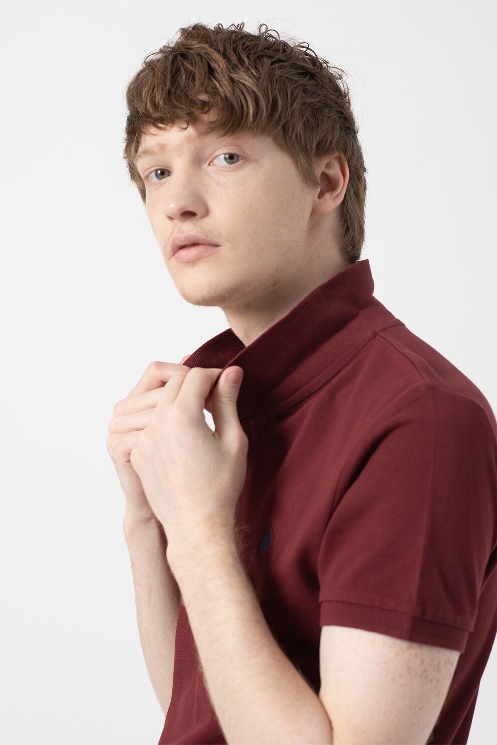 Lumberjack, Tricou polo din bumbac cu aspect pique, Bordeaux