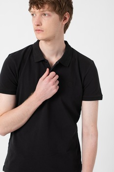 Lumberjack, Tricou polo cu aspect pique, Negru Lumberjack, Tricou polo cu aspect pique, Negru