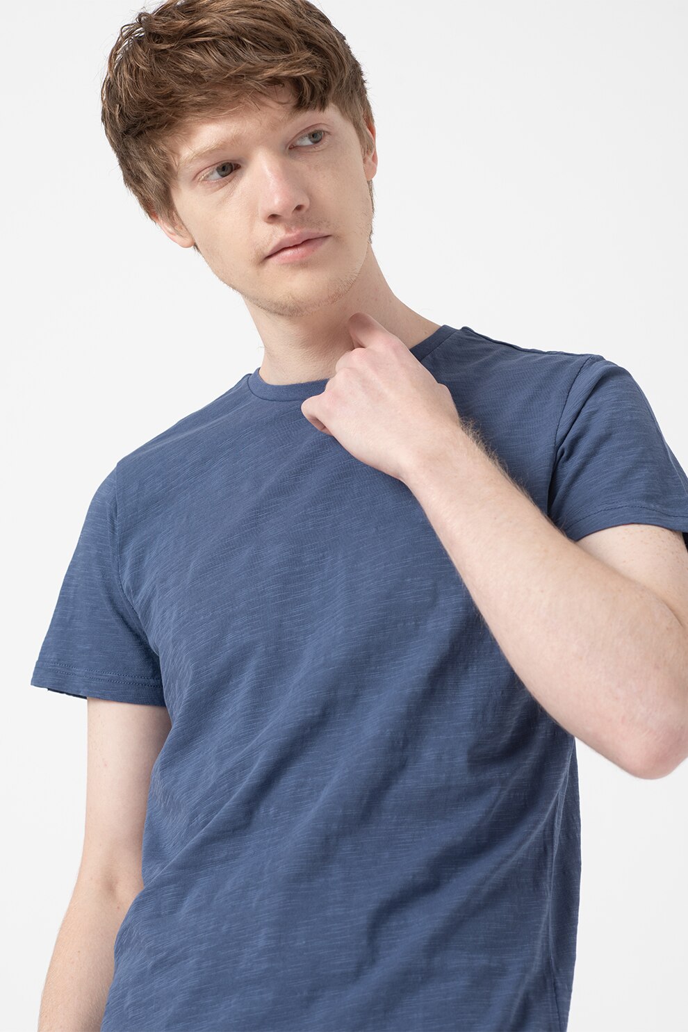 Lumberjack, Tricou cu decolteu la baza gatului si logo brodat, Albastru lavanda