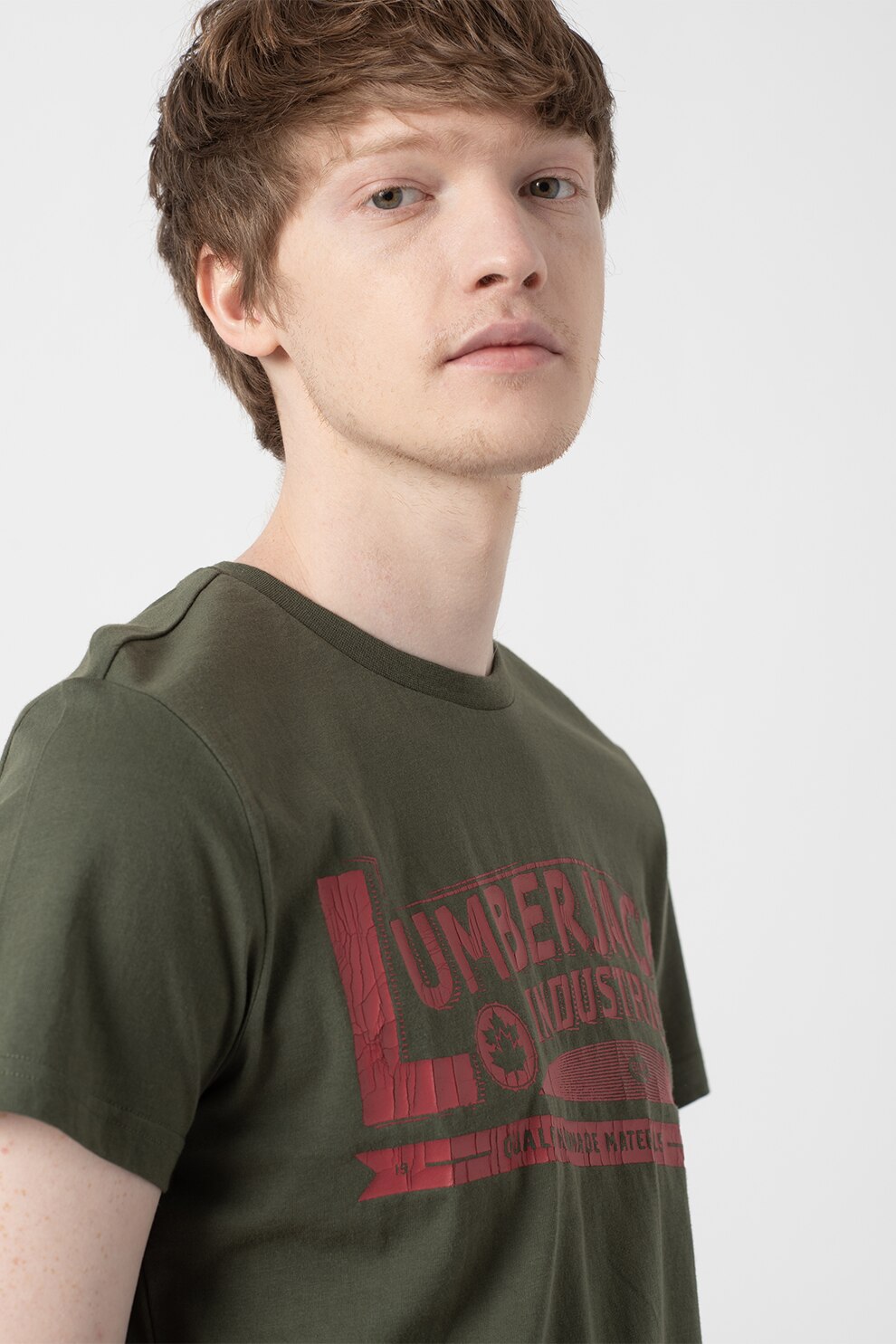Lumberjack, Tricou cu imprimeu logo Tees, Verde militar