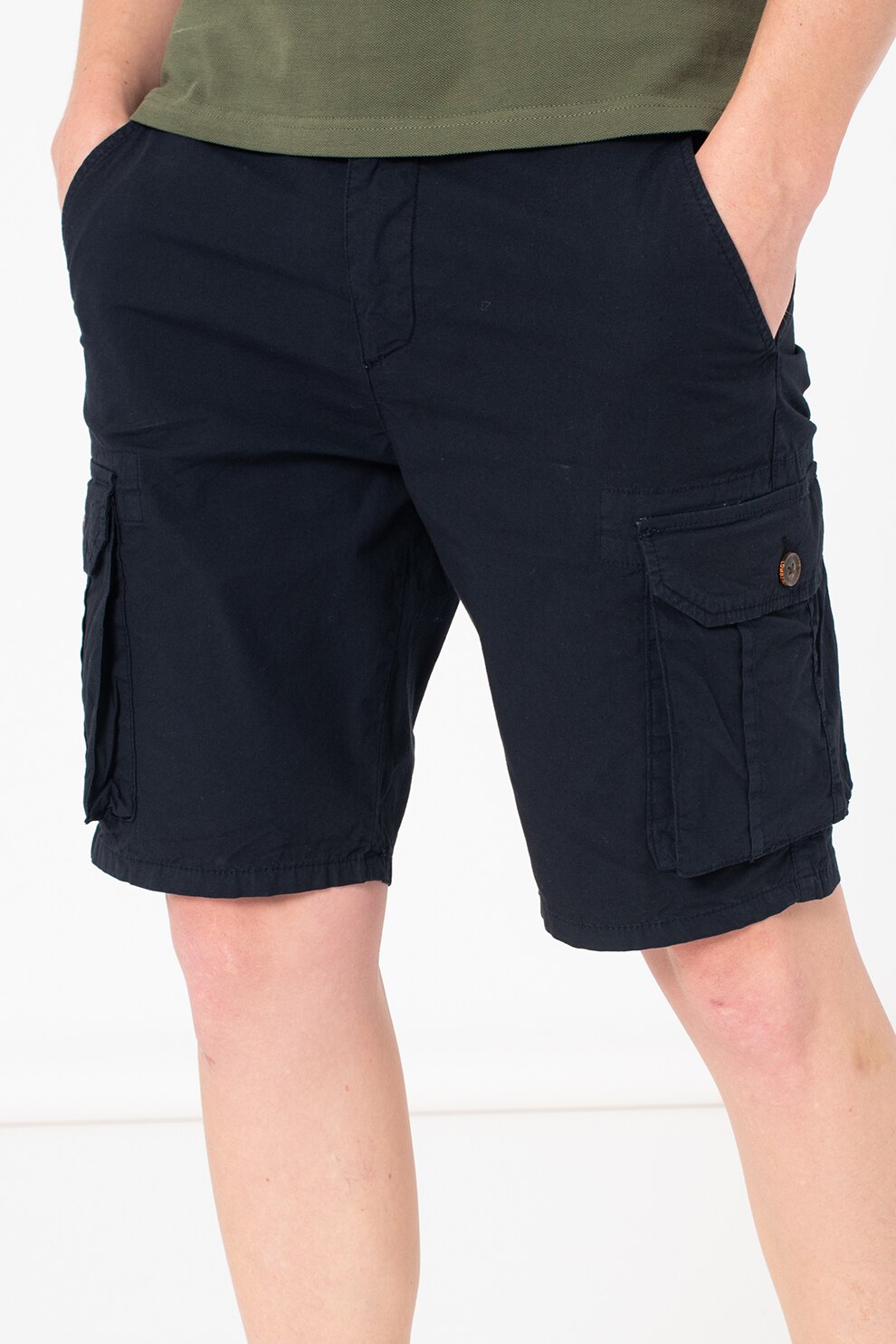 Lumberjack, Pantaloni scurti cargo cu talie joasa, Bleumarin inchis