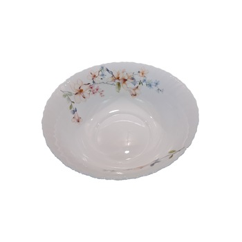 Bol mare alb cu imprimeu floral,opal,22.5cm Bol mare alb cu imprimeu floral,opal,22.5cm