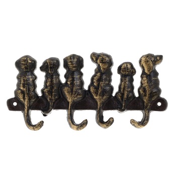 Suport chei de perete, coada de catel metalic, maro/auriu antichzat,20 cm Suport chei de perete, coada de catel metalic, maro/auriu antichzat,20 cm