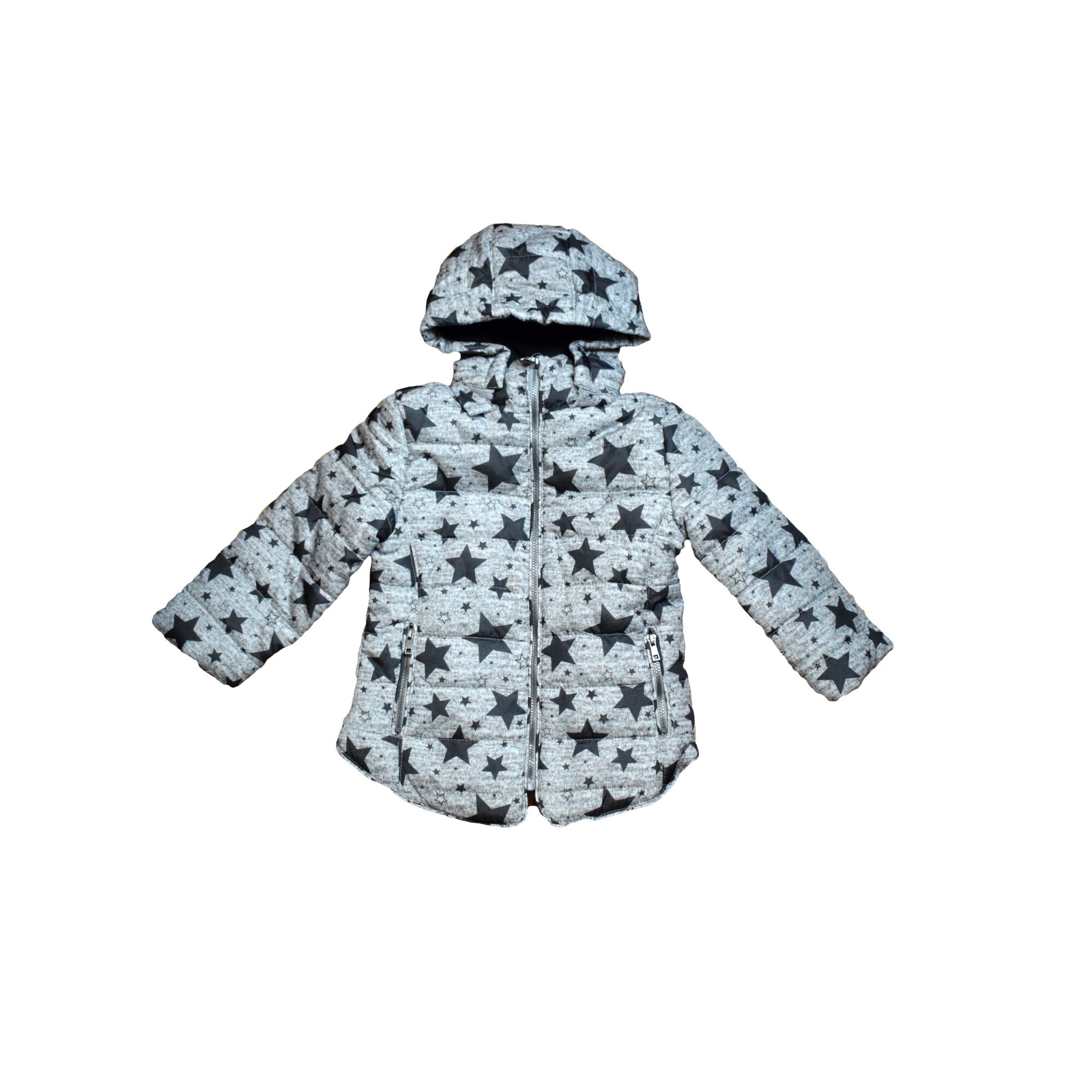 Geaca fete cu stelute, Losan, gri deschis/negru