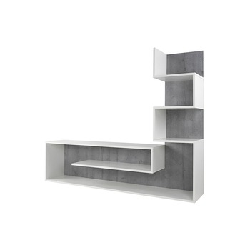Biblioteca / Comoda TV Living, alb/gri, 1550 x 1210 x 28 mm Biblioteca / Comoda TV Living, alb/gri, 1550 x 1210 x 28 mm