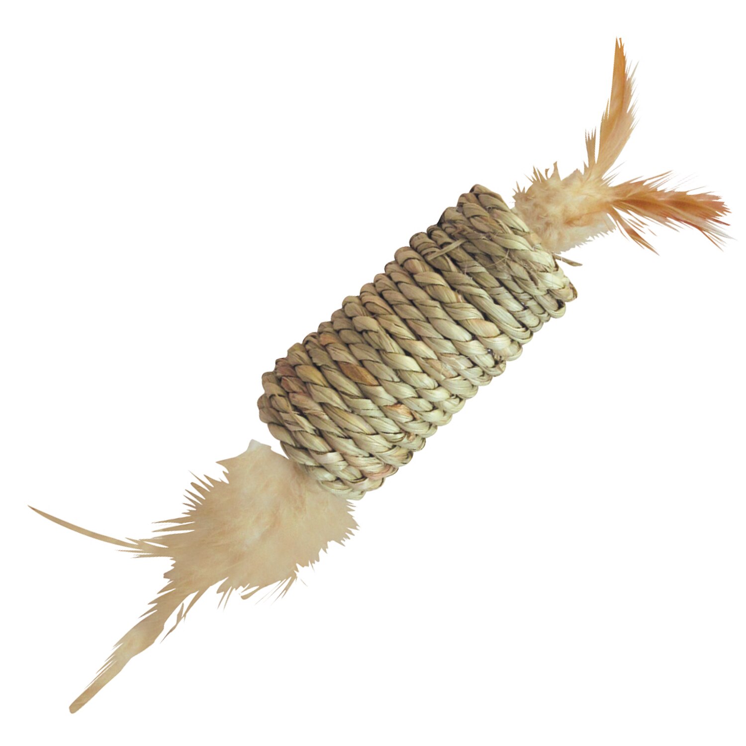 Jucarie pentru pisici cu pene Seegrass Roller, Gloria, Bej