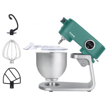 Mixer multifunctional de bucatarie H.Koenig, KM128, ideal pentru framantarea aluatului, capacitate mare, 5 L, brat ajustabil, 8 viteze, afisaj digital, timer, accesorii incluse, argintiu/verde Mixer multifunctional de bucatarie H.Koenig, KM128, ideal pentru framantarea aluatului, capacitate mare, 5 L, brat ajustabil, 8 viteze, afisaj digital, timer, accesorii incluse, argintiu/verde