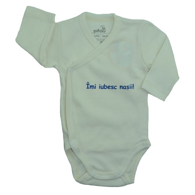 Body cu maneca lunga, bebelusi, Pifou, Crem
