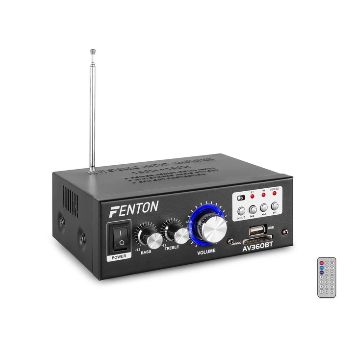 Fenton AV-360BT USB/SD/BT mini hifi erősítő, FM rádió + Bluetooth, 2x40W