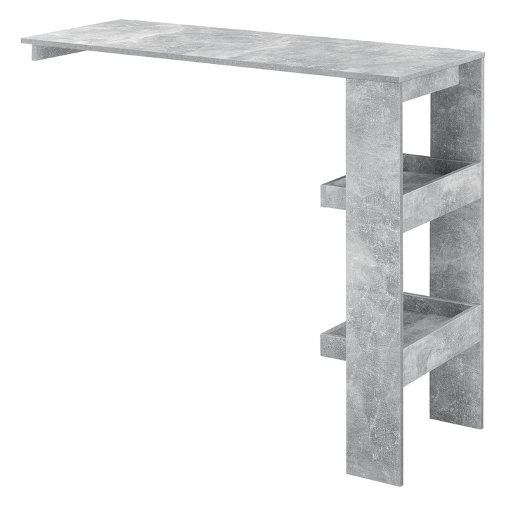 [en.casa]® Stílusos bárasztal Bromölla az egyik oldala a falhoz szerelhető 120 x 45 x 106 cm forgácslap, melamin bevonattal beton hatású